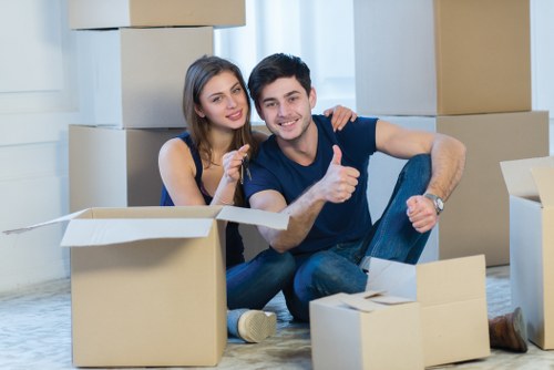 Packed moving boxes and removal van for local relocation