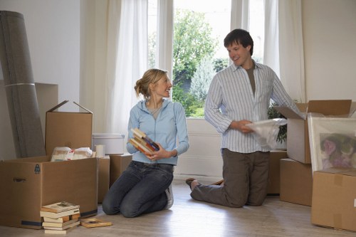 Packed boxes and furniture ready for local removals