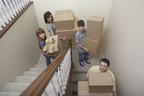 Boxes, labels, and protective wrapping used for a careful move in Eltham